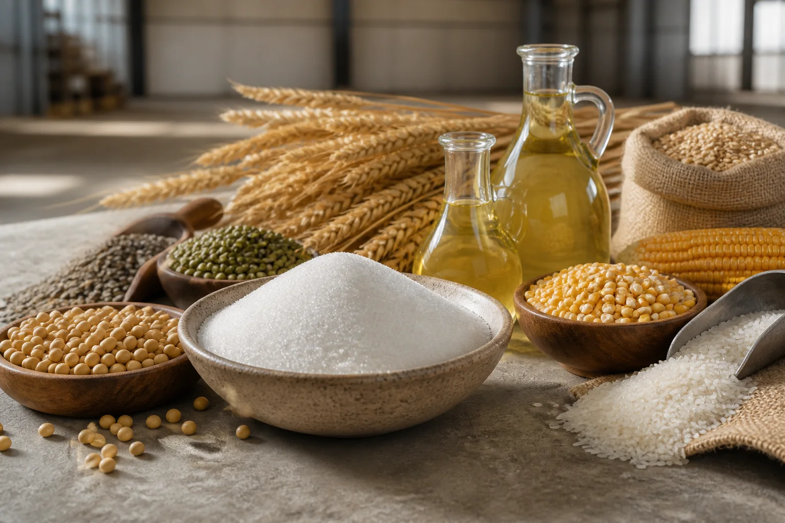 Productos alimentarios y materias primas para comercio internacional